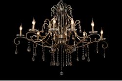 Kristall Kronleuchter Clarence 10 flammig (antike Bronze) - 125cm