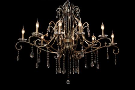 Kristall Kronleuchter Clarence 10 flammig (antike Bronze) - 125cm