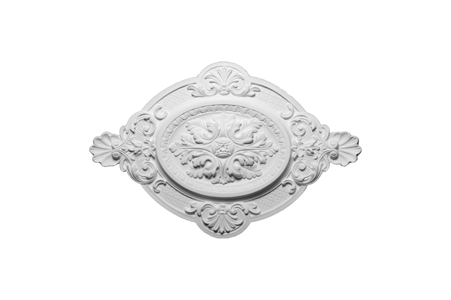 Deckenrosette Ornament 64x42cm Gips - ORR43B