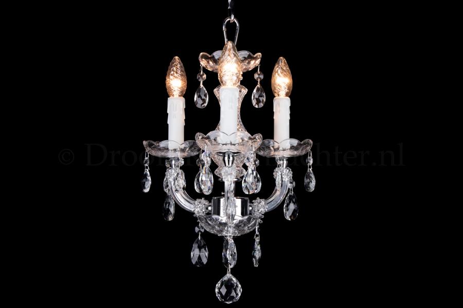 Kristall Kronleuchter Maria Theresa 3 flammig mini (chrom) - Ø30cm