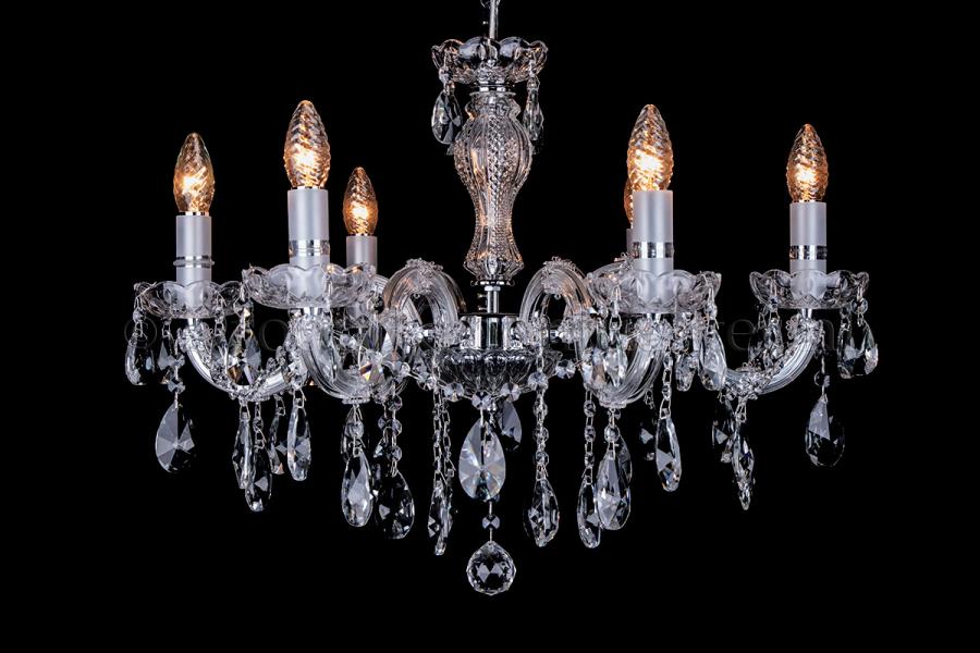 Deluxe Kristall Kronleuchter Maria Theresa 6 flammig (Ø60cm/chrom)