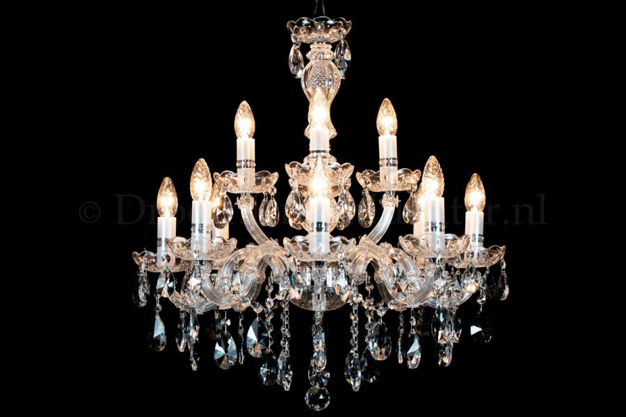 Deluxe Kristall Kronleuchter Maria Theresa 8+4 flammig (Ø60cm/chrom)