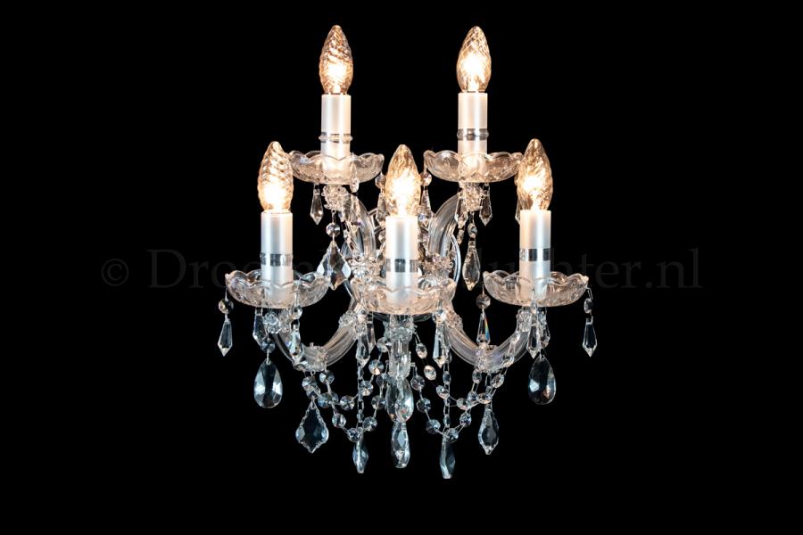 Kristall Wandleuchte Maria Theresa 5-flammig (Kristall/Chrom) - C-Bogen