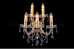 Kristall Wandleuchte Maria Theresa 5-flammig (Kristall/Gold) - C-Bogen