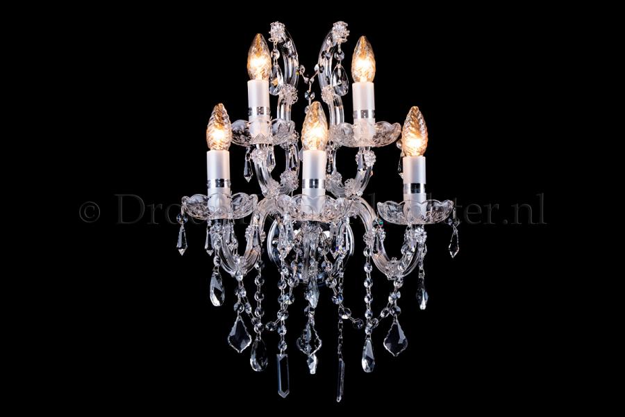 Kristall Wandleuchte Maria Theresa 5-flammig (Kristall/Chrom) - S-Bogen Kristall Wandleuchte Maria Theresa 5-flammig (Kristall/Chrom) - S-Bogen
