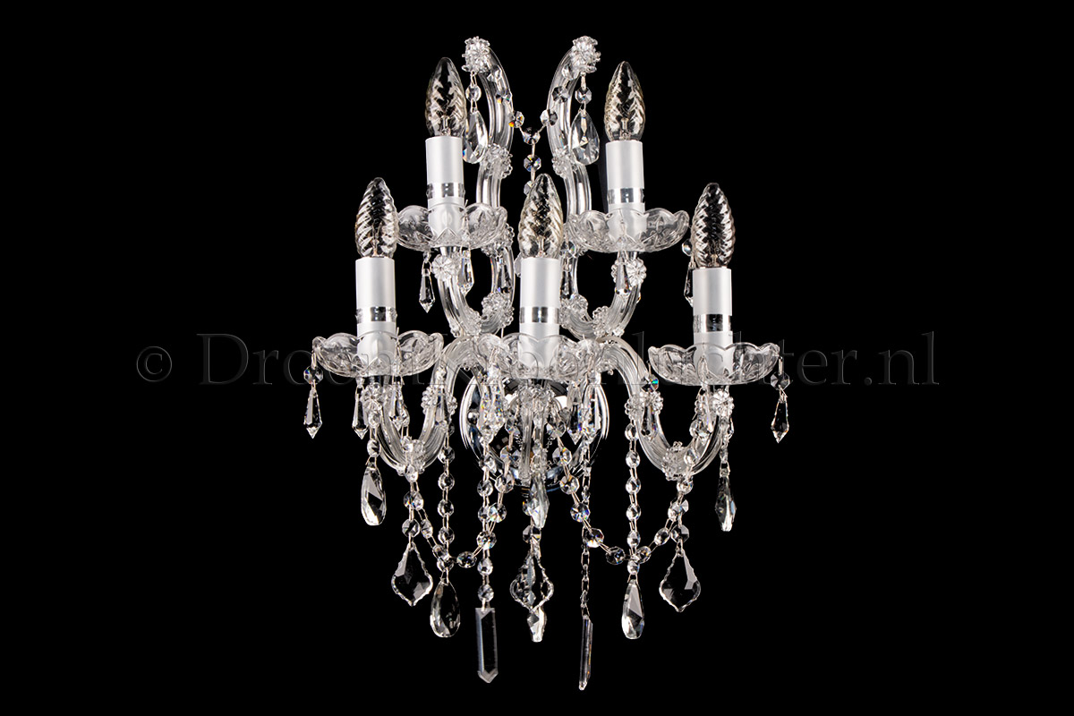Kristall Wandleuchte Maria Theresa 5-flammig (Kristall/Chrom) - S-Bogen Kristall Wandleuchte Maria Theresa 5-flammig (Kristall/Chrom) - S-Bogen