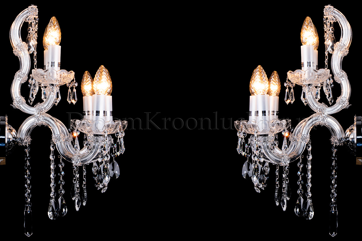 Kristall Wandleuchte Maria Theresa 5-flammig (Kristall/Chrom) - S-Bogen Kristall Wandleuchte Maria Theresa 5-flammig (Kristall/Chrom) - S-Bogen