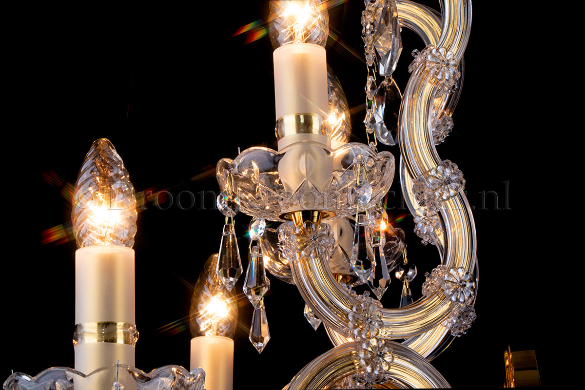 Kristall Wandleuchte Maria Theresa 5-flammig (Kristall/Gold) - S-Bogen Kristall Wandleuchte Maria Theresa 5-flammig (Kristall/Gold) - S-Bogen