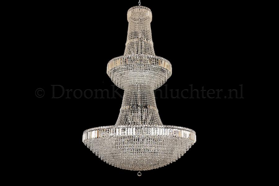 Korbluster Kristall 44 flammig Chrom Doppelschicht Ø100cm - Livia Korbluster Kristall 44 flammig Chrom Doppelschicht Ø100cm - Livia