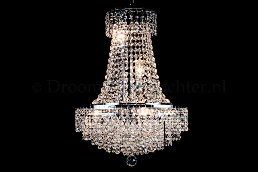 Korbluster Kristall 6 flammig Chrom Ø40cm - Livia