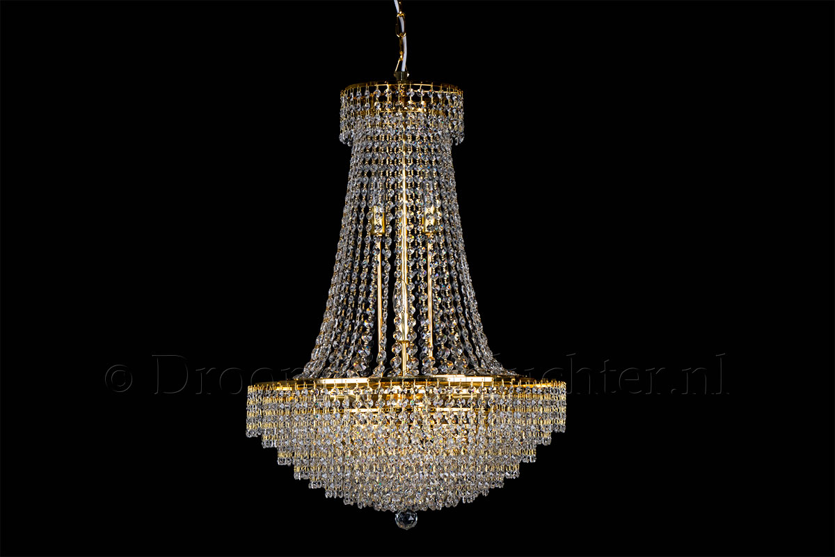 Korbluster Kristall 15 flammig Gold Ø58cm - Livia Korbluster Kristall 15 flammig Gold Ø58cm - Livia