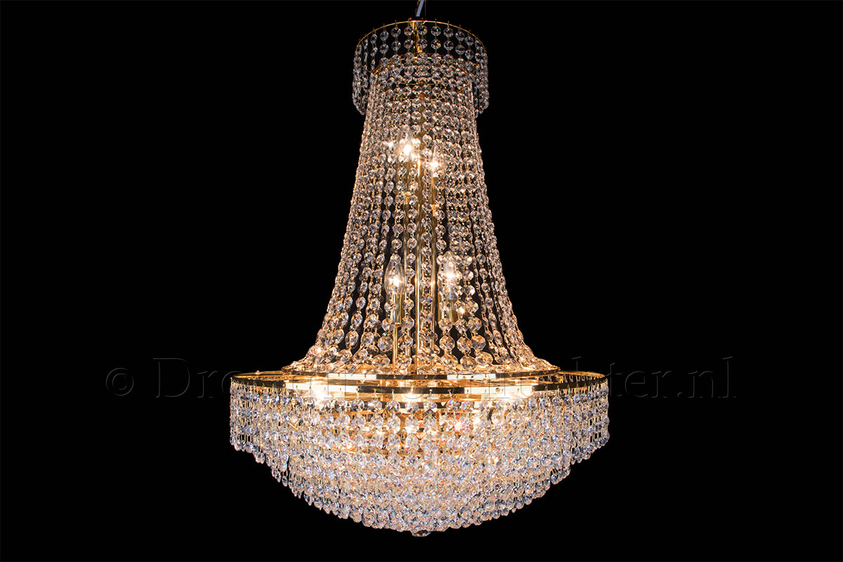 Korbluster Kristall 15 flammig Gold Ø58cm - Livia Korbluster Kristall 15 flammig Gold Ø58cm - Livia