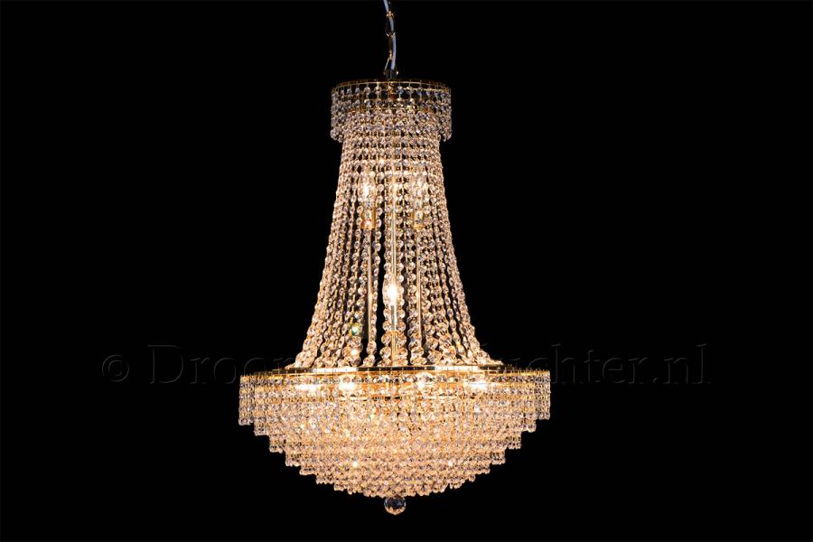 Korbluster Kristall 15 flammig Gold Ø58cm - Livia Korbluster Kristall 15 flammig Gold Ø58cm - Livia