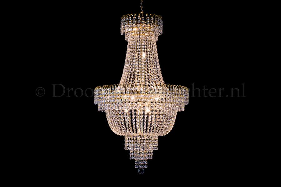 Korbluster Kristall 10 flammig Gold Ø60cm - Salle