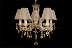 Kronleuchter Maria Theresa 5 flammig mit Organza stoff dubbel gestoffeerde Silberen klemkapjes Kronleuchter Maria Theresa 5 flammig mit Organza stoff dubbel gestoffeerde Silberen klemkapjes