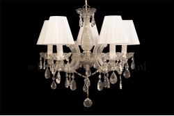 Kronleuchter Maria Theresa 5 flammig mit Organza stoff dubbel gestoffeerde Weisste klemkapjes Kronleuchter Maria Theresa 5 flammig mit Organza stoff dubbel gestoffeerde Weisste klemkapjes