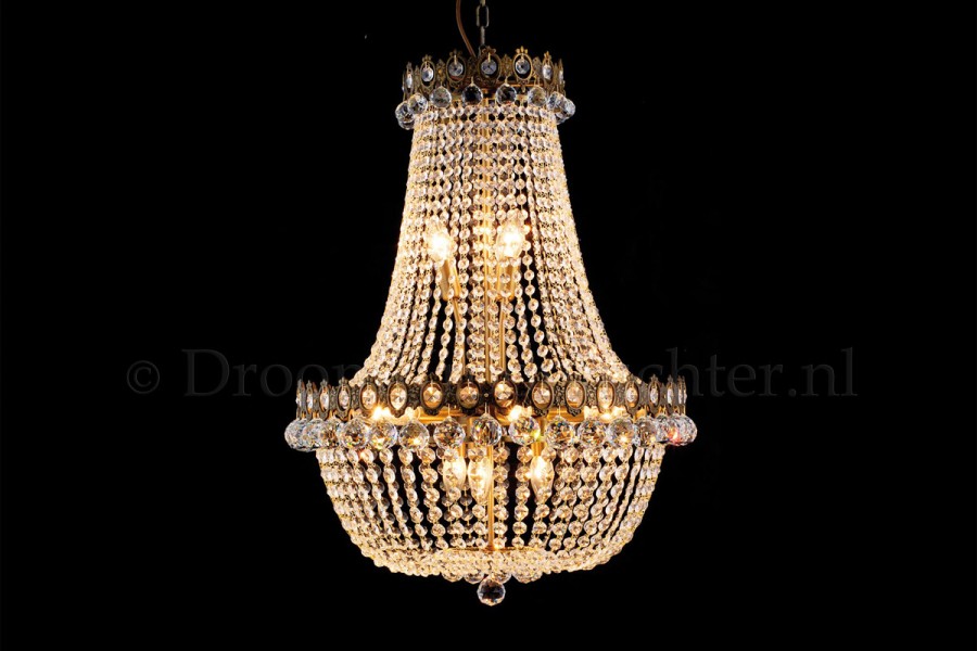 Korblüster Royale 12 flammig 60 cm Kristall Gold